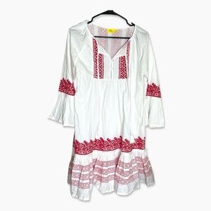 Roller Rabbit Dress XS White Red Tassel Accent GUC